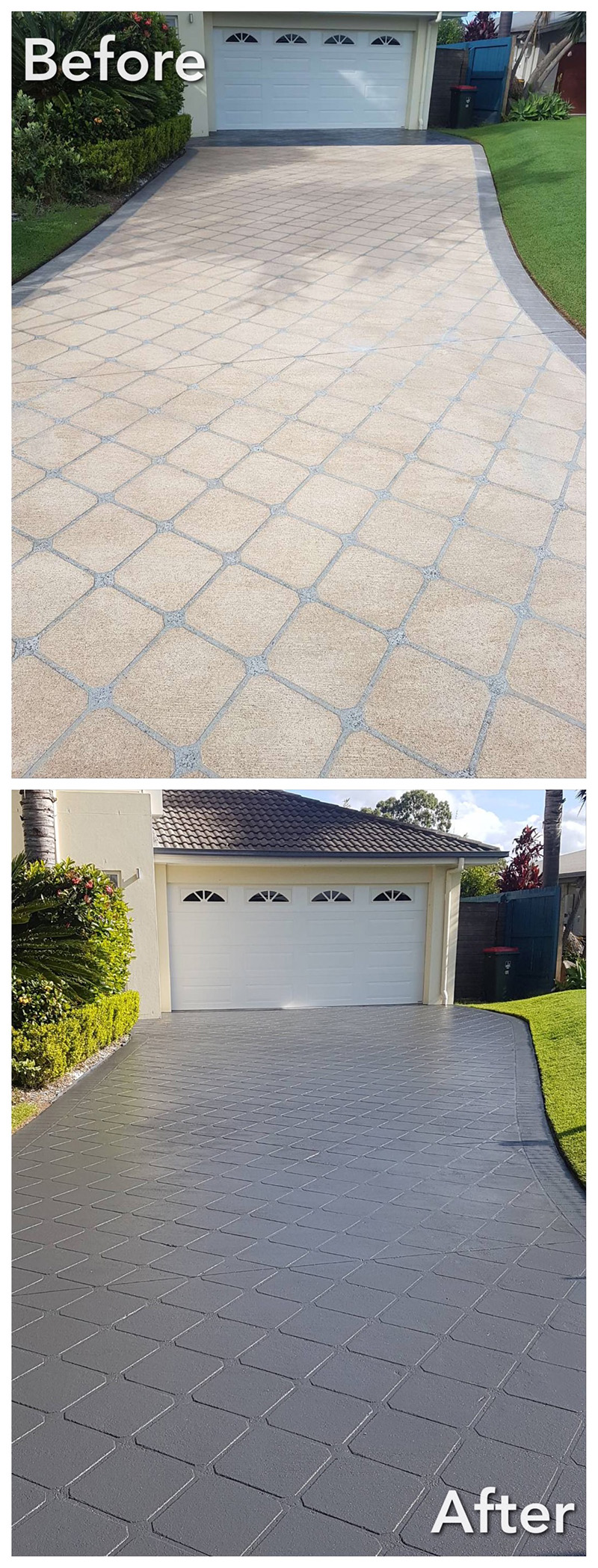 Driveway before and after painting in Brisbane