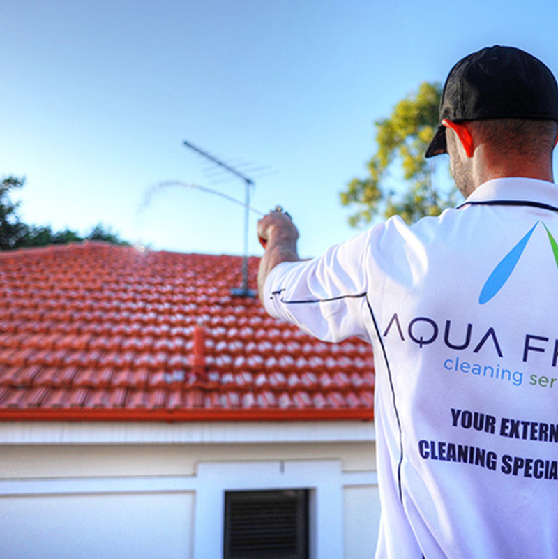 Brisbane House Washing Preview Company Director Dylan Hucklebridge conducting house washing process